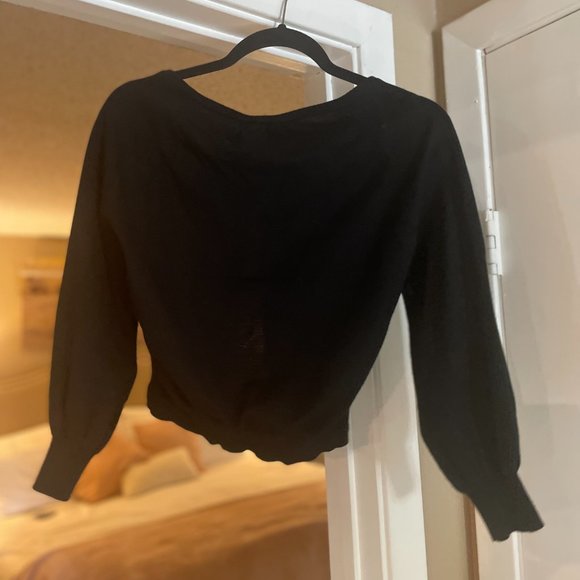 Girls Black Cardigan Sweater - Picture 2 of 2